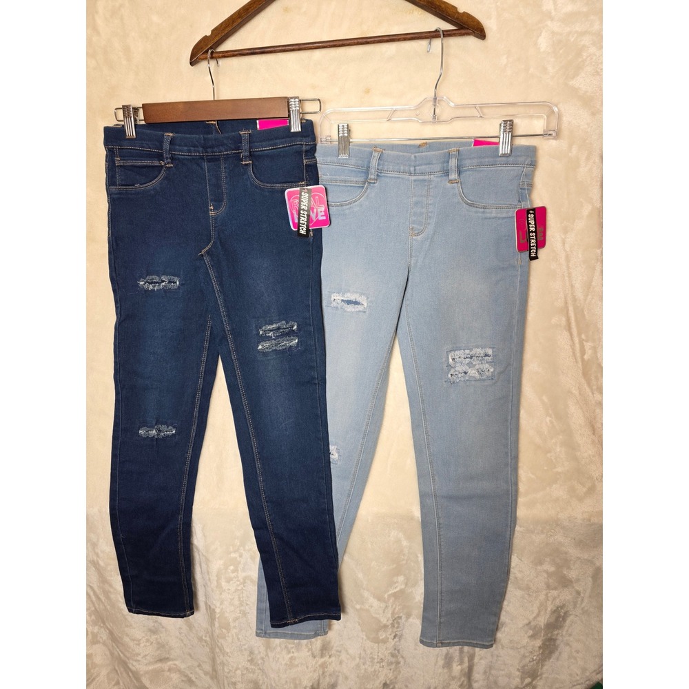 Real Love Girls Size 14 Super Stretch Jeggings Bundle Distressed Denim 2 Pack